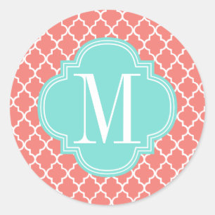 Sticker Rond Corail Marocain Carreaux treillis Personnalisé
