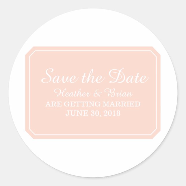 Sticker Rond Corail Simply Elegant Enregistrer la date (Devant)