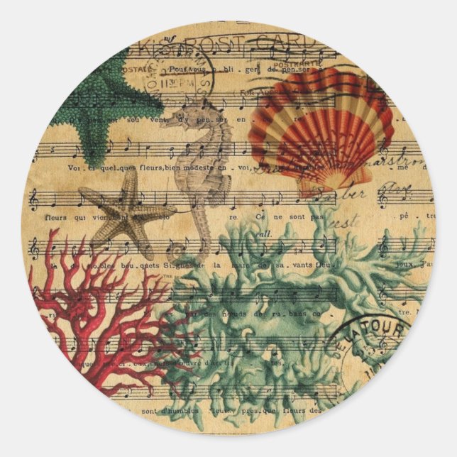 Sticker Rond corail tropical romantique (Devant)