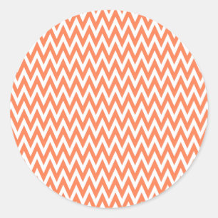 Sticker Rond Coral Elegant Chevron Design