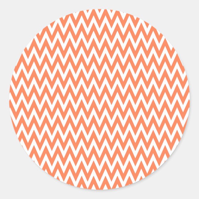 Sticker Rond Coral Elegant Chevron Design (Devant)