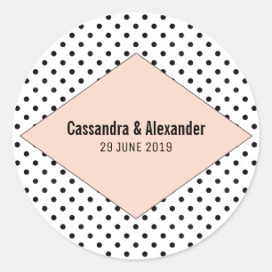 Sticker Rond Coral Moderne Pois Mariage