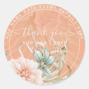 Sticker Rond Coral Pampas Grass Merci Favoriser Classic Round S