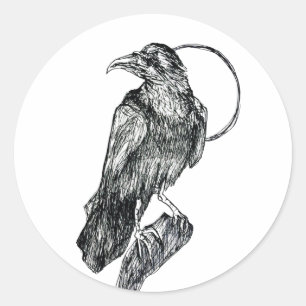 Sticker Rond Corbeau Amical