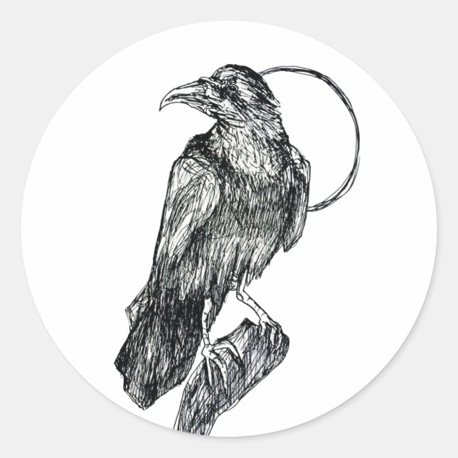 Sticker Rond Corbeau Amical  (Devant)