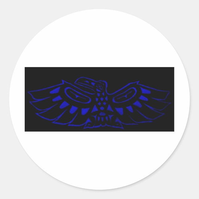 Sticker Rond Corbeau bleu noir (Devant)