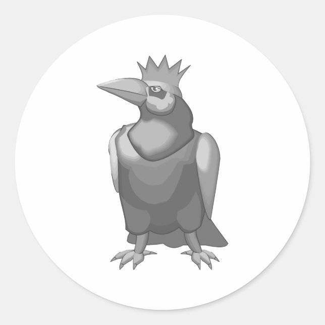 Sticker Rond Corbeau couronné (Devant)