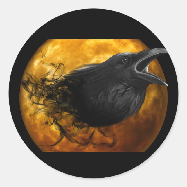 Sticker Rond Corbeau de corbeau d'Halloween (Devant)