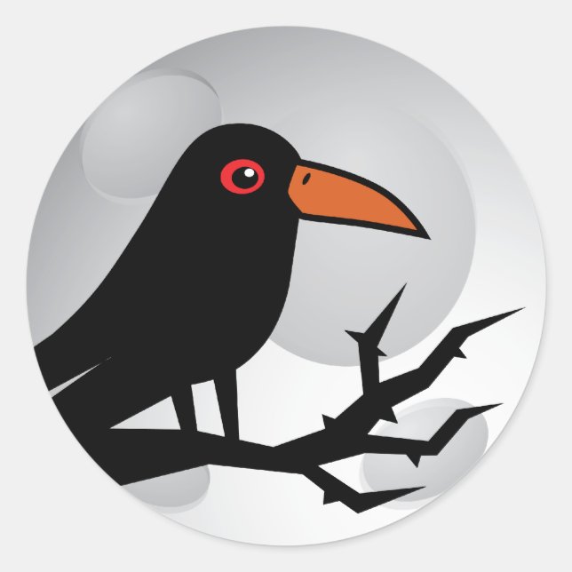 Sticker Rond Corbeau de Goth Blackbird/Corbeau (Devant)