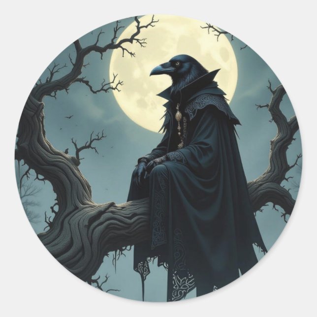 Sticker Rond Corbeau de Halloween (Devant)