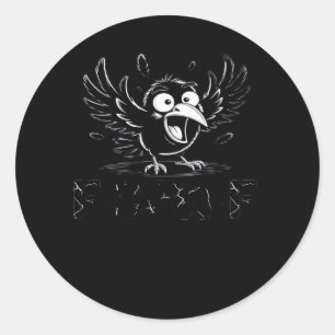 Sticker Rond Corbeau, F-Caw-F Oiseau Corbeau Drôle Corbeau Oise