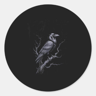 Sticker Rond Corbeau F-Caw-F Oiseau drôle disant Humour Meme