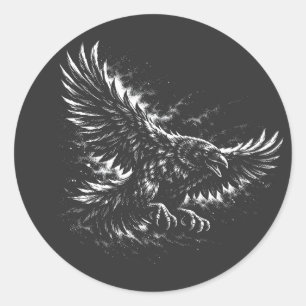 Sticker Rond Corbeau gothique – par BurnsInHell