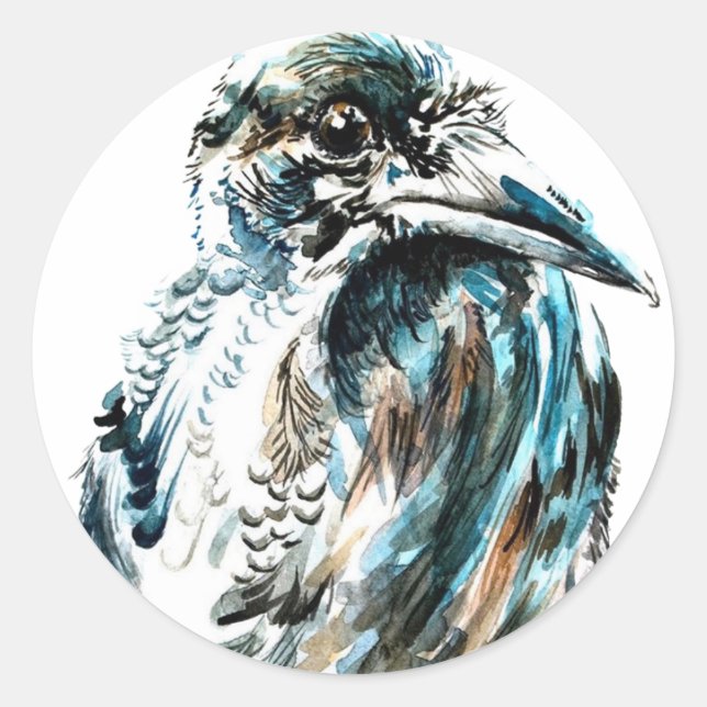 Sticker Rond Corbeau Judicieux (Devant)