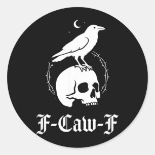 Sticker Rond Corbeau noir oiseau corbeau art gothique humour mè