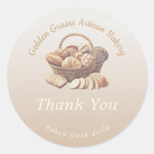 Sticker Rond Corbeille de pain artisanal Merci