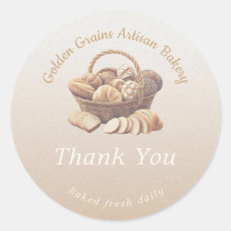 Sticker Rond Corbeille de pain artisanal Merci