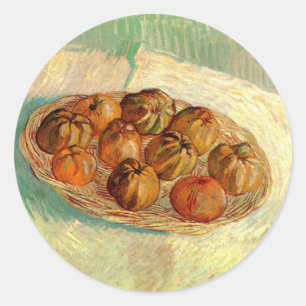 Sticker Rond Corbeille de pommes à Pissarro par Vincent van Gog
