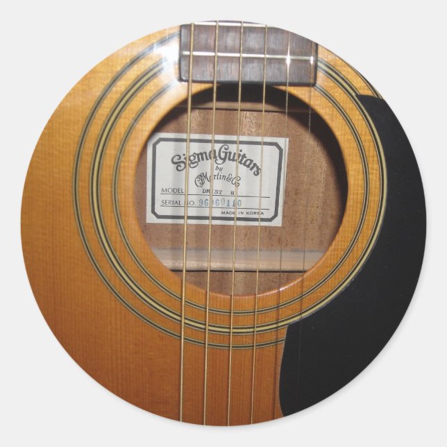 Sticker Rond Cordes de guitare acoustique trou de son (Devant)