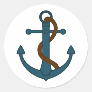 Sticker Rond Cordon bleu marine et Baby shower d'Ancre