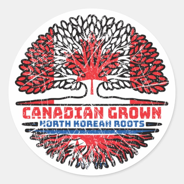 Sticker Rond Corée du Nord Nord Canada Arbre canadien (Devant)