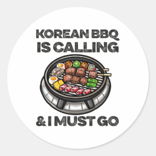 Sticker Rond Coréen Bbq Funny coréen Byrbecue cuisine amoureuse