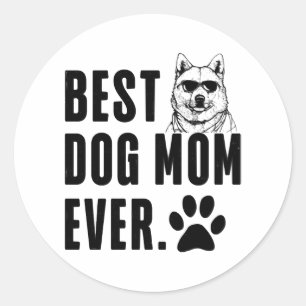 Sticker Rond Coréen Jindo Maman Meilleur Chien Maman Jamais Wu