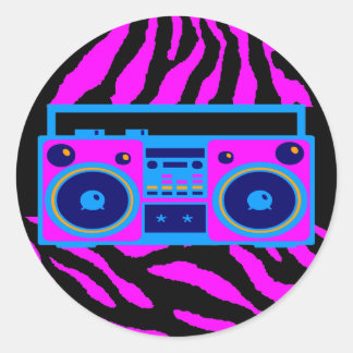 Sticker Rond COREY TIGER 1980's RETRO BOOMBOX TIGER STRIPES