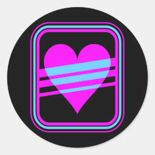 Sticker Rond Corey Tiger 80s Coeur Vintage & Stripes