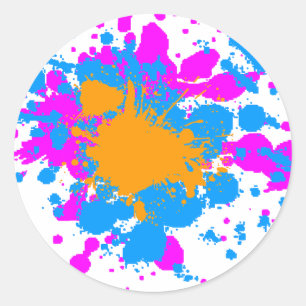 Sticker Rond Corey Tiger 80s Retro Paint Splatter (Multicolor)
