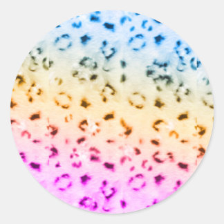 Sticker Rond Corey Tiger 80s Snow Leopard multicolore