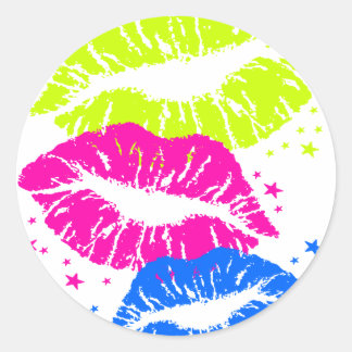 Sticker Rond Corey Tiger 80s Vintage Lips & Stars Kisses