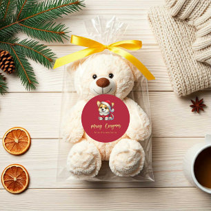 Sticker Rond Corgi adorable personnalisé - Joyeux Corgmas