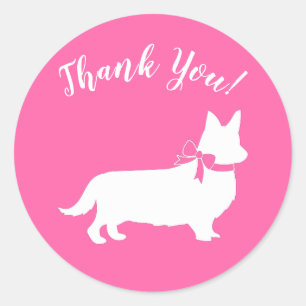 Sticker Rond Corgi Dog Baby shower Puppy Grey Pembroke