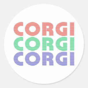 Sticker Rond Corgi Dog Texte coloré moderne