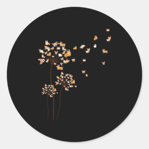 Sticker Rond Corgi Flower Fly Dandelion mignon Amoureux des chi