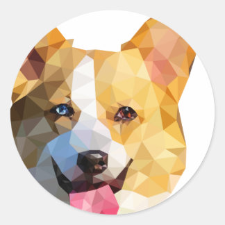 Sticker Rond Corgi Low Poly Art