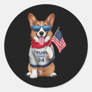 Sticker Rond Corgi Même Mon Chien Veut Trump Vance Hommes Femme