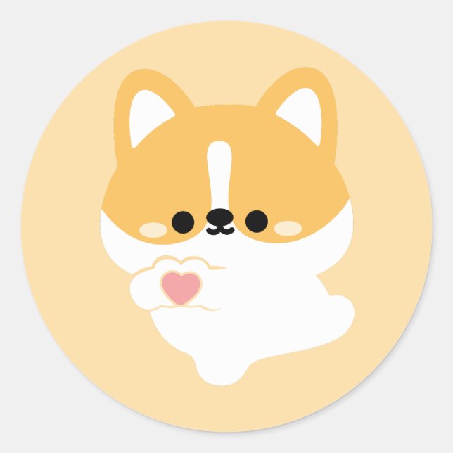 Sticker Rond Corgi mignon (Devant)
