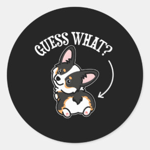 Sticker Rond Corgi noir