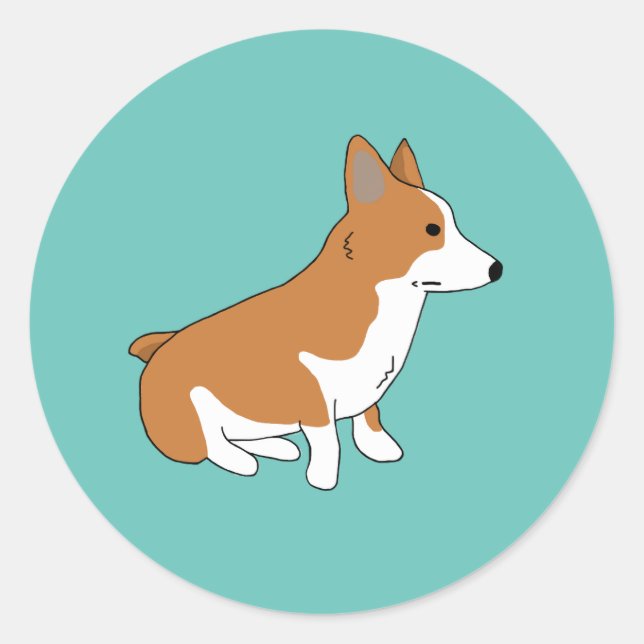 Sticker Rond Corgi non impressionné (Devant)