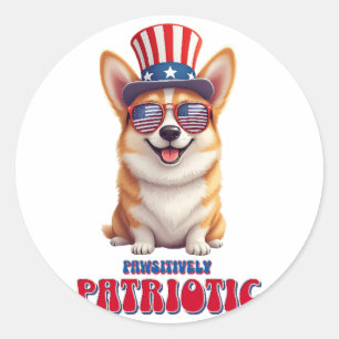 Sticker Rond Corgi patriotique - patriotique