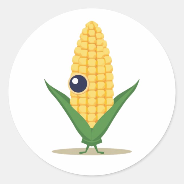 Sticker Rond Corn Alien – Funny Farm Food Character (Devant)