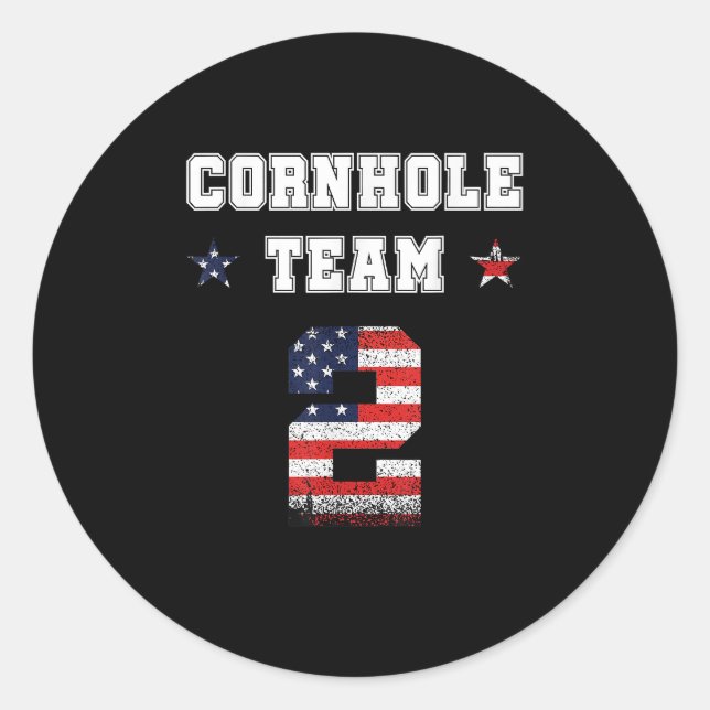 Sticker Rond Corn Hole Joueur de l'équipe Cornhole (Devant)