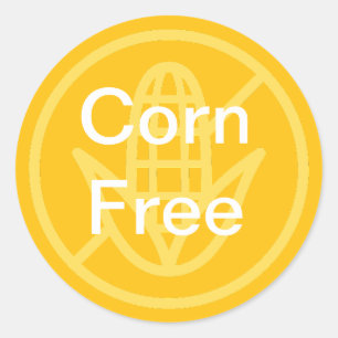 Sticker Rond Corn Libre Corn Allergy Alimentation Avertissement
