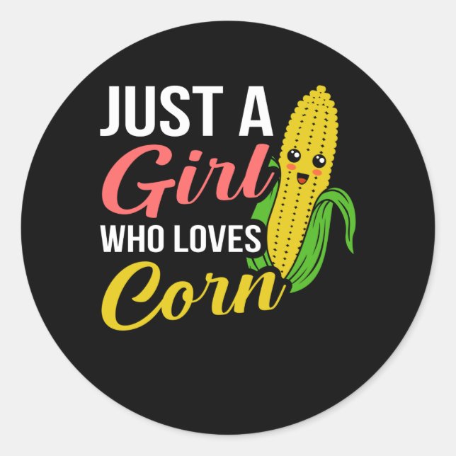 Sticker Rond Corn On the Cob Day Girls Funny Corn Meme Pun (Devant)