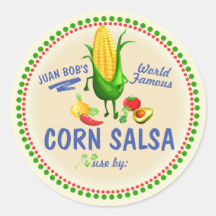 Sticker Rond Corn salsa mexicaine sud-ouest conserve personnali