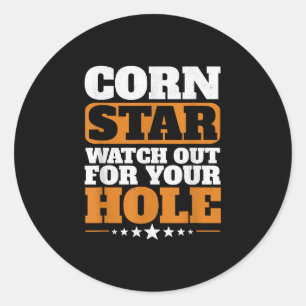 Sticker Rond Corn Star Attention À Votre Trou Cornhole