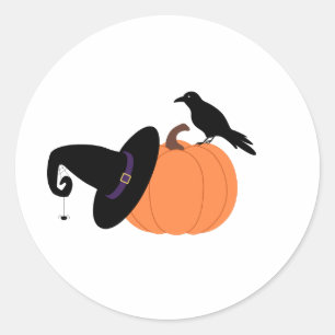Sticker Rond Corneille et Citrouille
