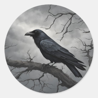 Sticker Rond Corneille foncée dans un arbre